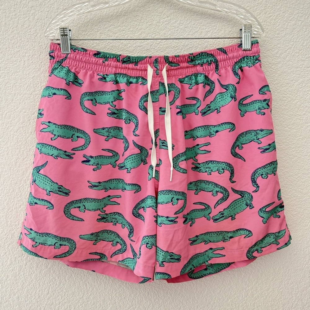 Chubbies Mens Alligator 5.5" Swim Trunks XL Pink Green THE GLADES Gator Lined